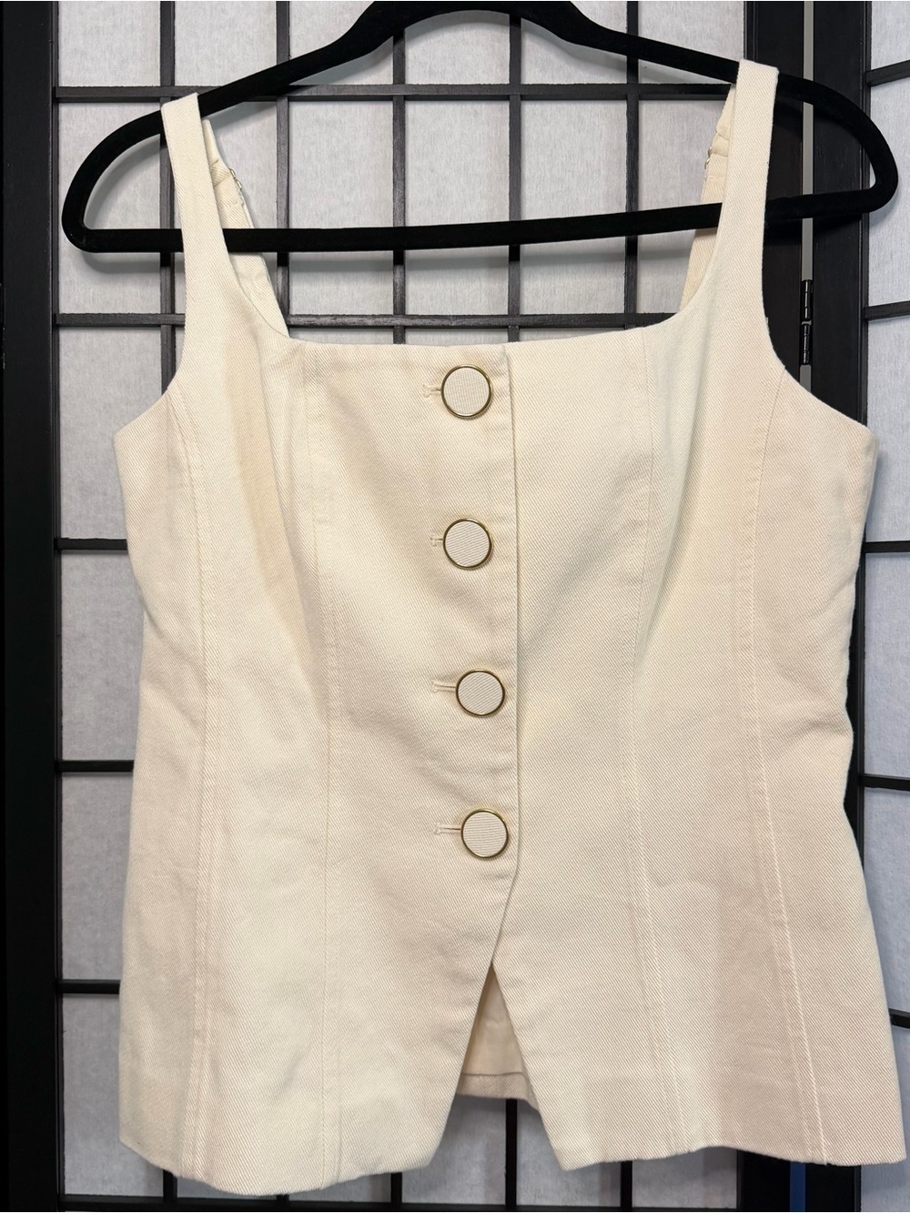 NWT Christian LaCroix Cream Button-Front Sleeveless Top Size 8